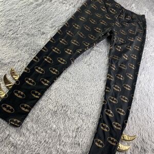 Batman Leggings Womens Large Black Gold Costume Halloween Cosplay DC Comics